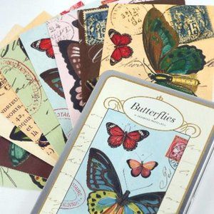 Vintage Butterflies Carte Postale postcard set